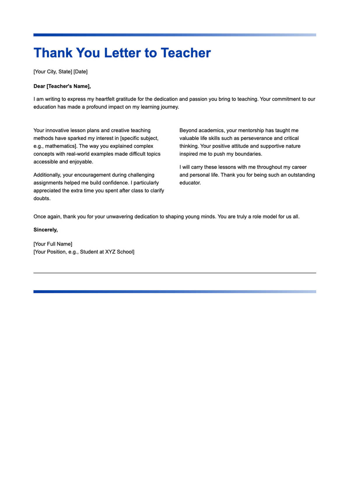 Thank you letter to a teacher template with placeholder text_variant_2